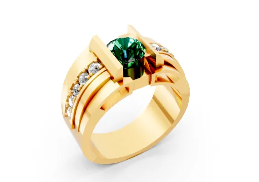 Anillo Gema Verde 15 grs