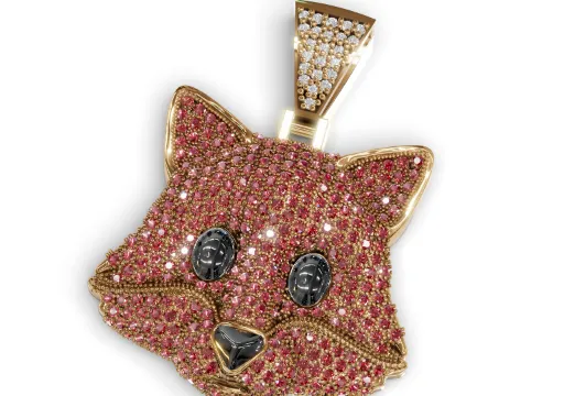 Cute Fox Pave Diamond Pendant poster