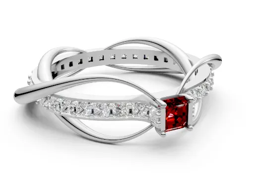 Square Emerald Cut Waves and Rocks Ring poster