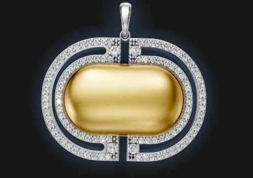 Art Deco Cabochon Diamond Pendant poster