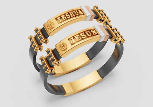02 Pulseira de Couro com detalhes em Ouro