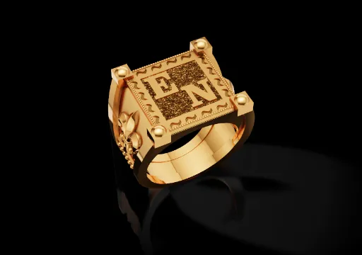 02 Anel Flor de lis com Letras EN