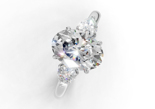 The Trinity Oval & Pear Solitaire Ring poster