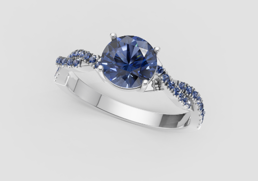 Round Sapphire Twisted Pavé Solitaire poster
