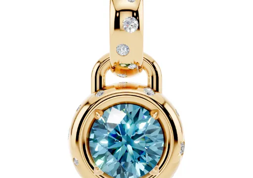 Pendant Saturn 6.9mm aquamarine poster