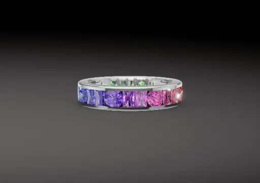 Rainbow Sapphire Memory Ring in Platinum poster