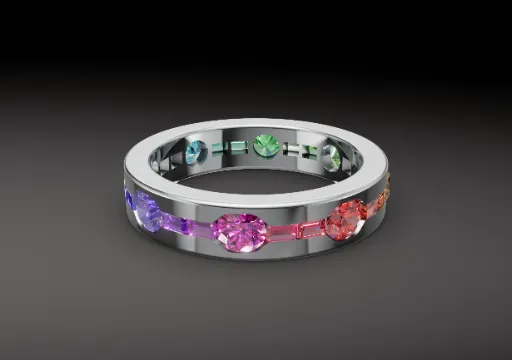 Rainbow Sapphire Memory Ring in Platinum poster