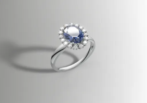 Sapphire Halo Ring in Platinum poster