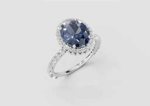 Blue Sapphire with Diamond Halo Engagement Ring poster