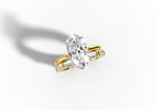 2ct Moval Engagement Ring with Approx. 1ctw Baguette Wedding Band  poster