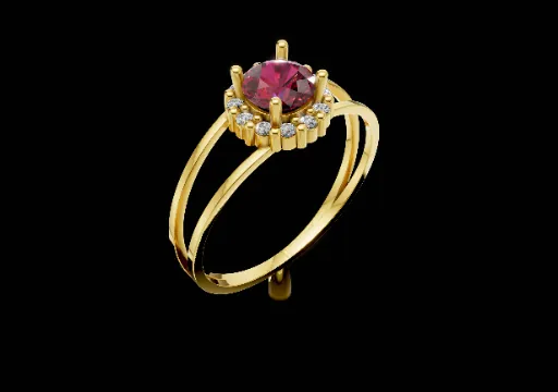 Anel aro duplo Pedra Rubi poster