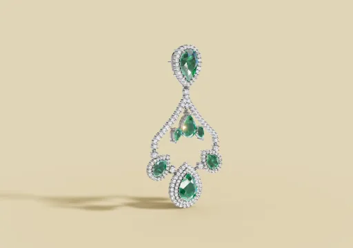 Brinco com esmeraldas e diamantes poster