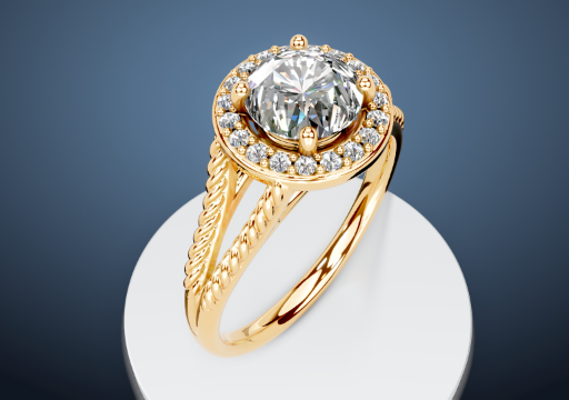 Halo Split Rope Engagement Ring