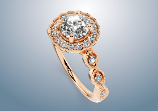 Infinity Shank Halo Engagement Ring