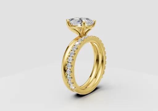 yellow gold pear shape wedding set poster