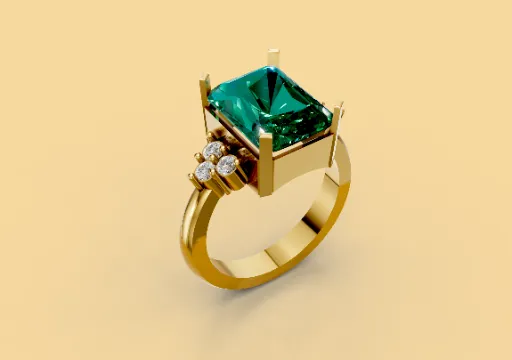 💍 EMERALD GOLD RING 3D PRINTABLE MODEL poster