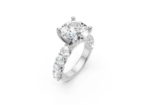 14k White Gold - U Prong Style Design with 1.76cts in Round Diamond sets for a 4.03ct Round Center. poster