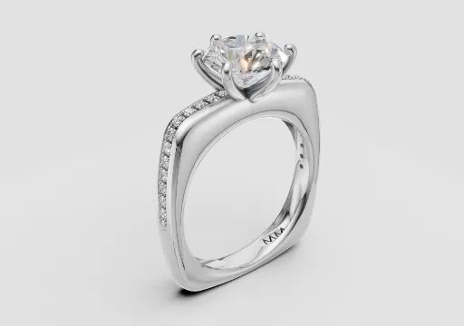 Square Shank Solitaire - 2ct Round Brilliant Cut