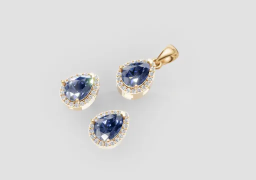 aretes y dije 7x5 pera y diam poster