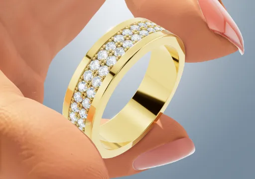 Wide band double lined diamonds